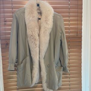 Tan and Cream Kriegsman Fur Jacket with Plush Fur Collar (GCL) size S